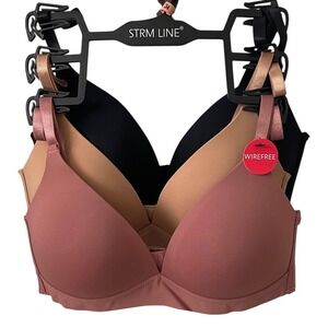 Strm Line Women's Wirefree Rose Nide Black Bra 34B NWT